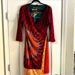 Desigual patterned red dress size L